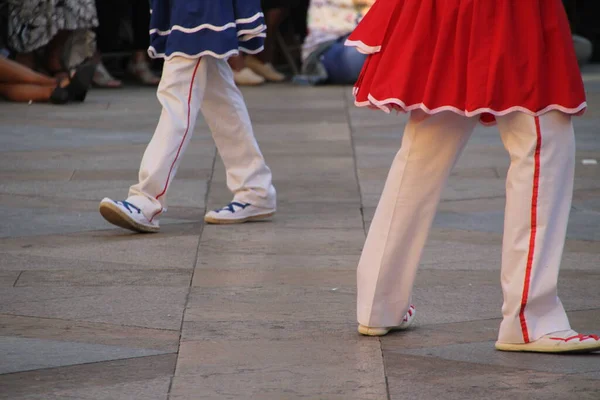 Dança Basca Tradicional Festival Folclórico — Fotografia de Stock