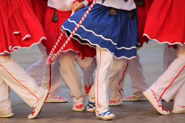 Danse Basque Traditionnelle Dans Festival Folklorique — Photo