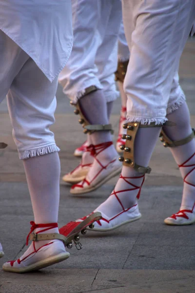 Tradycyjny Taniec Baskijski Festiwalu Folkowym — Zdjęcie stockowe