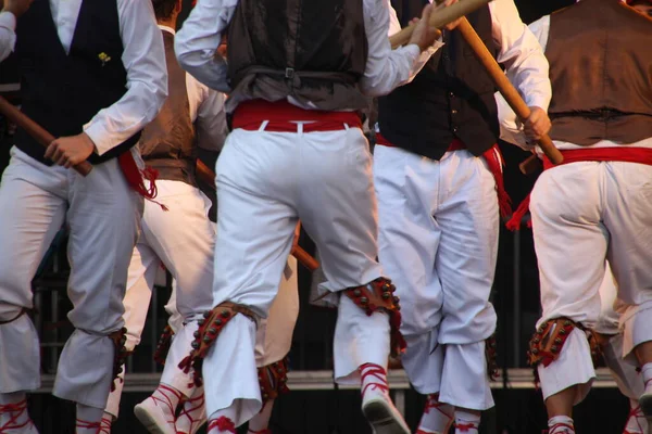 Dança Basca Tradicional Festival Folclórico — Fotografia de Stock