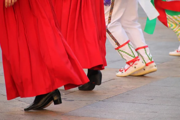 Dança Basca Tradicional Festival Folclórico — Fotografia de Stock