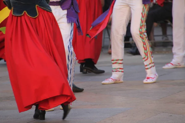 Dança Basca Tradicional Festival Folclórico — Fotografia de Stock