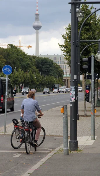 Biker riding in a street of Berlin