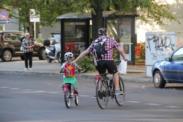 Biker Riding Street Berlin — Stock Photo, Image