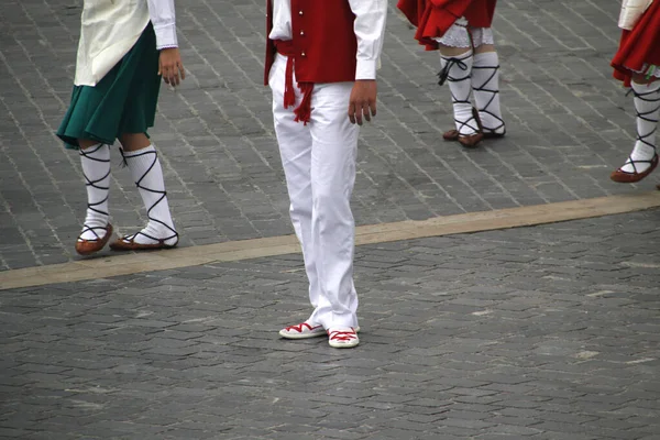 Danza Tradizionale Basca Una Festa Popolare — Foto Stock