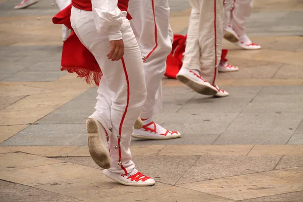 Dança Basca Tradicional Festival Folclórico — Fotografia de Stock