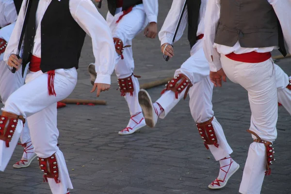 Παραδοσιακός Χορός Basque Ένα Λαϊκό Φεστιβάλ — Φωτογραφία Αρχείου