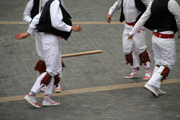 Dança Basca Tradicional Festival Folclórico — Fotografia de Stock