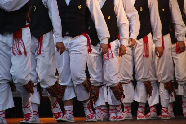 Dança Basca Tradicional Festival Folclórico — Fotografia de Stock