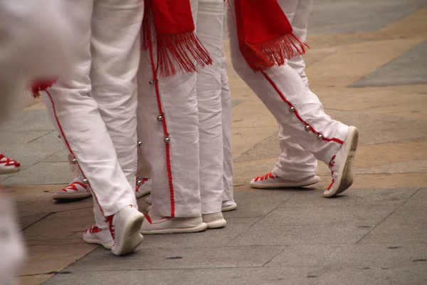 Dança Basca Tradicional Festival Folclórico — Fotografia de Stock