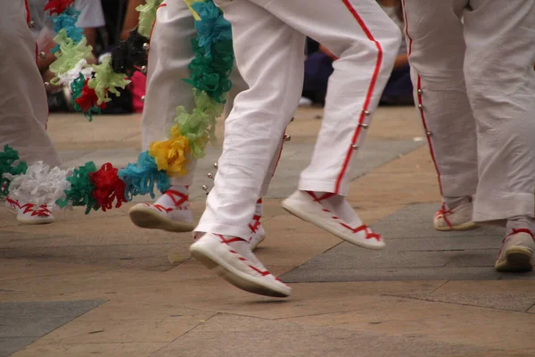 Dança Basca Tradicional Festival Folclórico — Fotografia de Stock