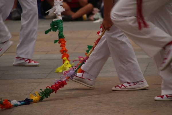 Dança Basca Tradicional Festival Folclórico — Fotografia de Stock