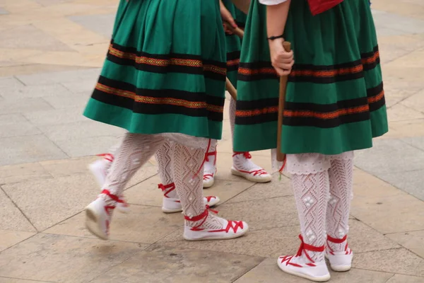 Danza Tradizionale Basca Una Festa Popolare — Foto Stock