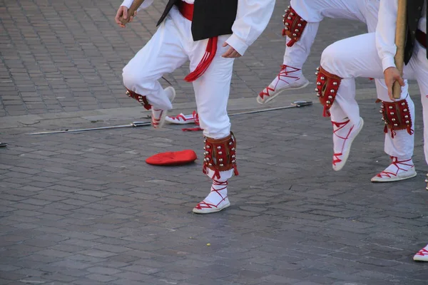 Dança Basca Tradicional Festival Folclórico — Fotografia de Stock