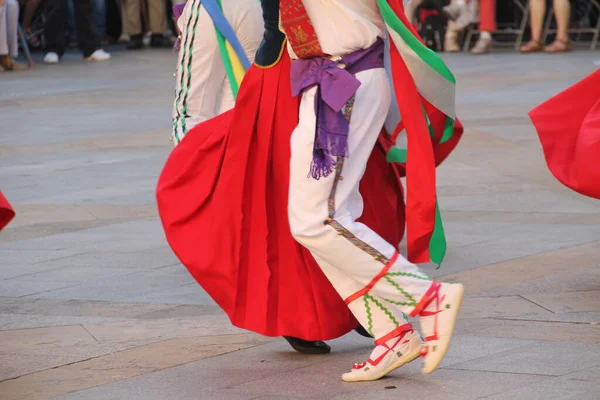 Danse Basque Traditionnelle Dans Festival Folklorique — Photo