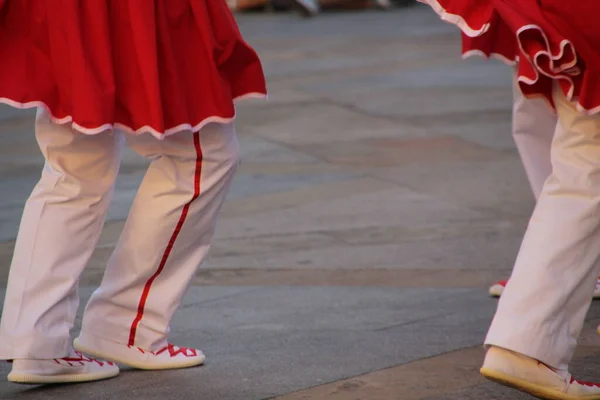 Dança Basca Tradicional Festival Folclórico — Fotografia de Stock