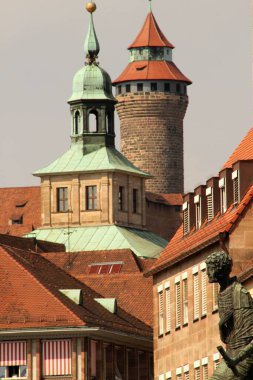 Nuremberg şehir merkezindeki şehir manzarası