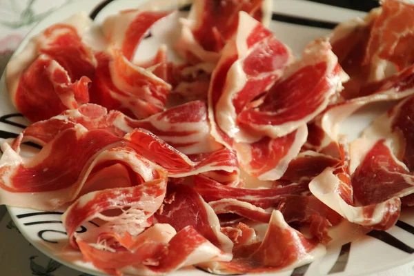 Fette Prosciutto Crudo Spagnolo — Foto Stock