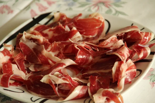 Fette Prosciutto Crudo Spagnolo — Foto Stock