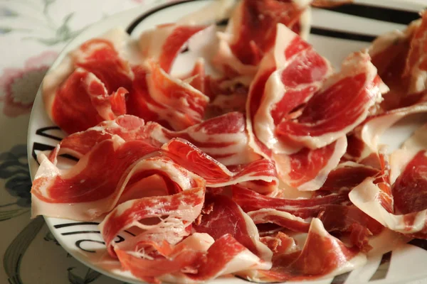 Fette Prosciutto Crudo Spagnolo — Foto Stock