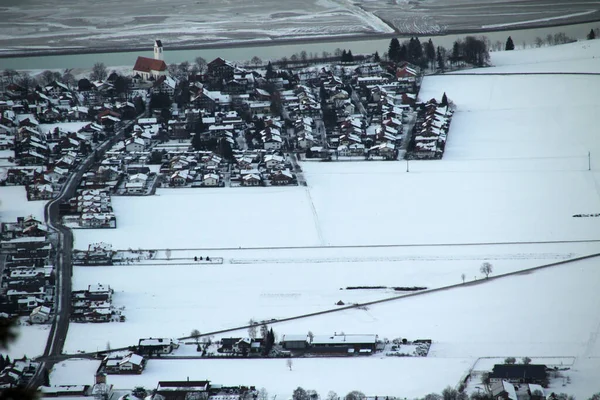 Vista Aérea Allgu Inverno — Fotografia de Stock