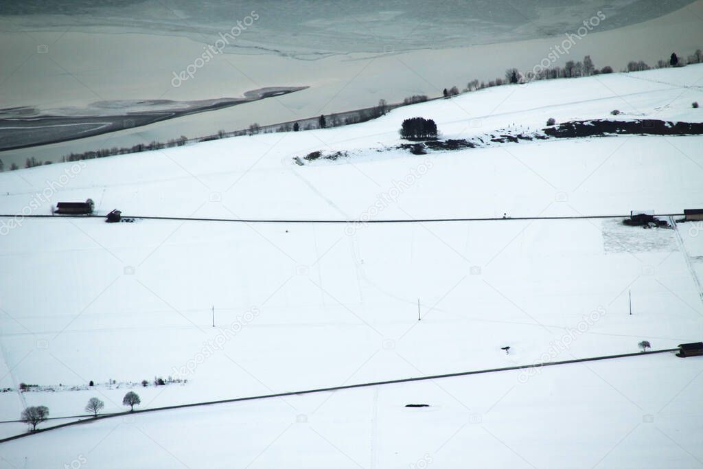 Aerial view of Allgu in winter