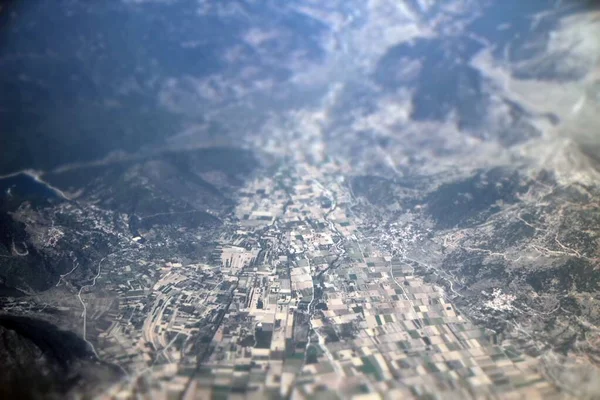 从飞机上看到的空中景色 — 图库照片