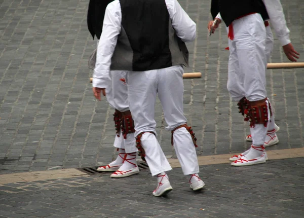 Dança Basca Tradicional Festival Folclórico — Fotografia de Stock