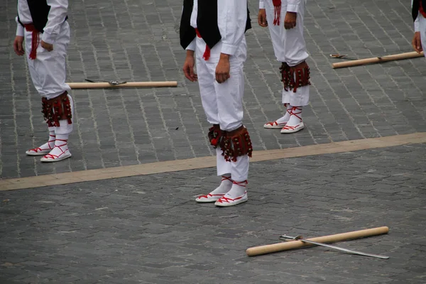 Dança Basca Tradicional Festival Folclórico — Fotografia de Stock