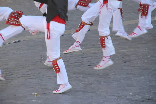 Dança Basca Tradicional Festival Folclórico — Fotografia de Stock