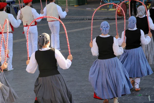 Dança Basca Tradicional Festival Folclórico — Fotografia de Stock