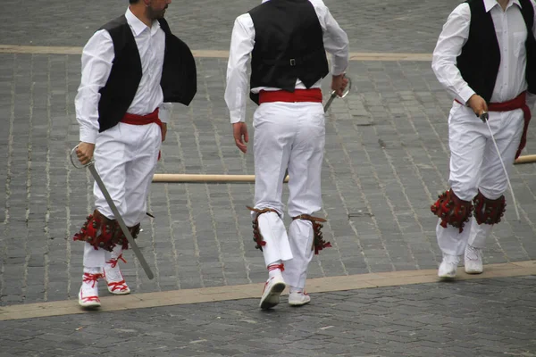 Dança Basca Tradicional Festival Folclórico — Fotografia de Stock