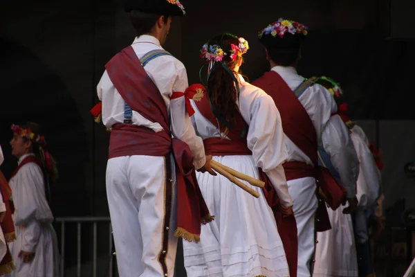 Παραδοσιακός Χορός Basque Ένα Λαϊκό Φεστιβάλ — Φωτογραφία Αρχείου