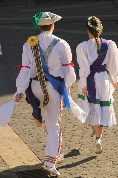 Traditionele Baskische Dans Een Volksfeest — Stockfoto