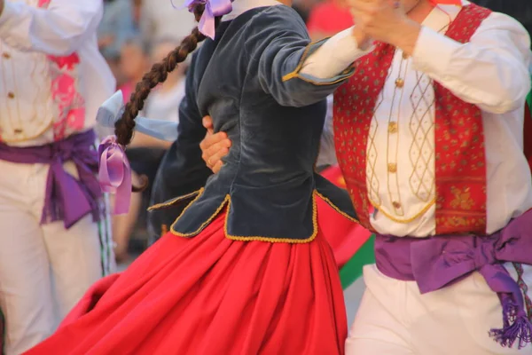 Dança Basca Tradicional Festival Folclórico — Fotografia de Stock