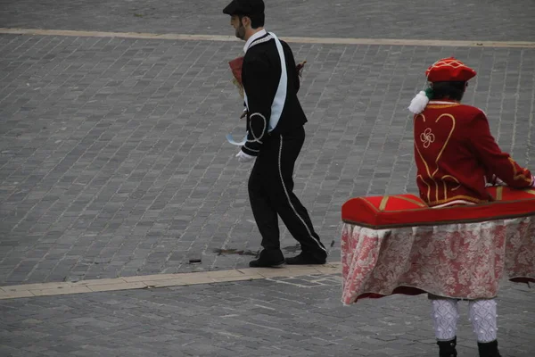 Danse Basque Traditionnelle Dans Festival Folklorique — Photo