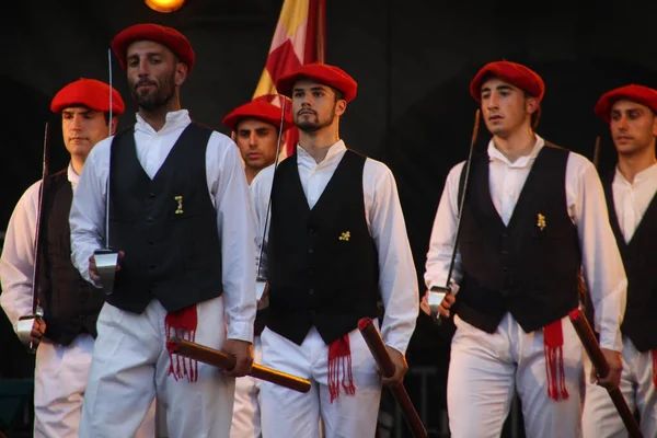 Dança Basca Tradicional Festival Folclórico — Fotografia de Stock