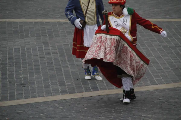 Dança Basca Tradicional Festival Folclórico — Fotografia de Stock