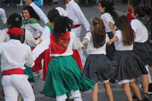 Traditionell Baskisk Dans Folkfest — Stockfoto