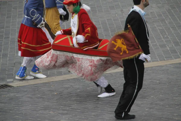 Dansul Tradițional Basc Într Festival Popular — Fotografie, imagine de stoc