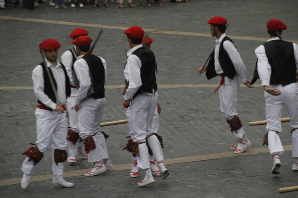 Traditionell Baskisk Dans Folkfest — Stockfoto