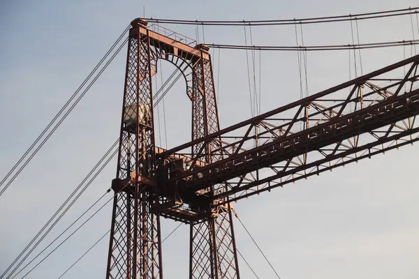 Ponte Suspensa Sobre Estuário Bilbau — Fotografia de Stock