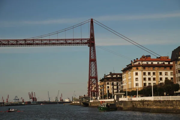 Visí Most Přes Ústí Řeky Bilbao — Stock fotografie