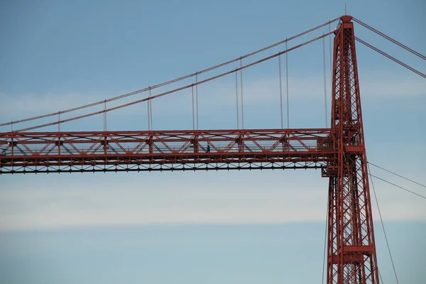 Ponte Suspensa Sobre Estuário Bilbau — Fotografia de Stock