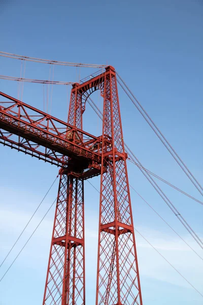 Pont Suspendu Sur Estuaire Bilbao — Photo