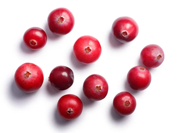 Wild cranberries, top view,  paths — Stock Photo, Image