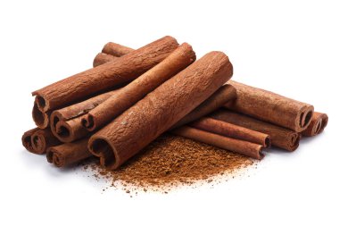 Pile of cinnamon in sticks and ground, paths clipart
