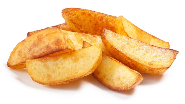 Baked roasted poato chips slices, paths — Stock Photo, Image