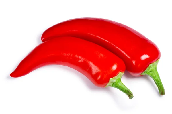 Hot Wax or Paprika peppers, top view, paths — Stock Photo, Image