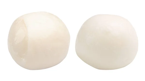 Small mozzarella balls pieces, paths — Stock Photo, Image